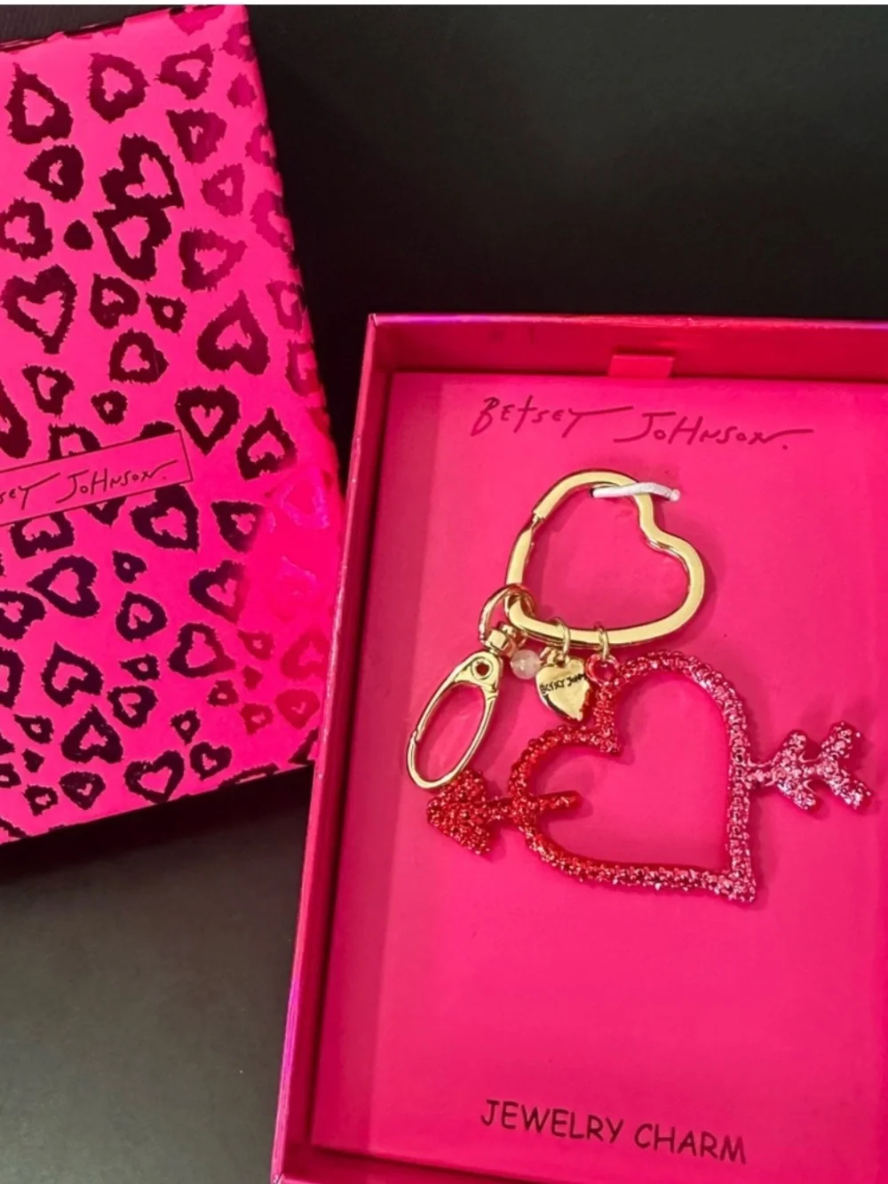🆕Betsey Johnson Heart Jewelry Charm/Keychain